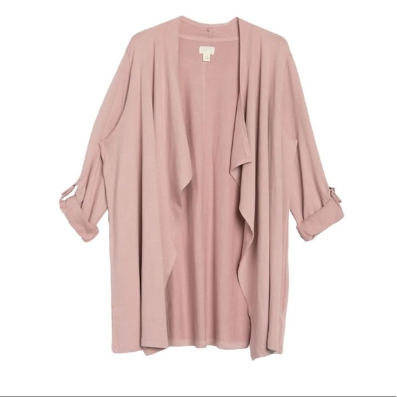 Light Pink Roll Tab Knit Open Front Jacket Nordstrom - Picture 2 of 10